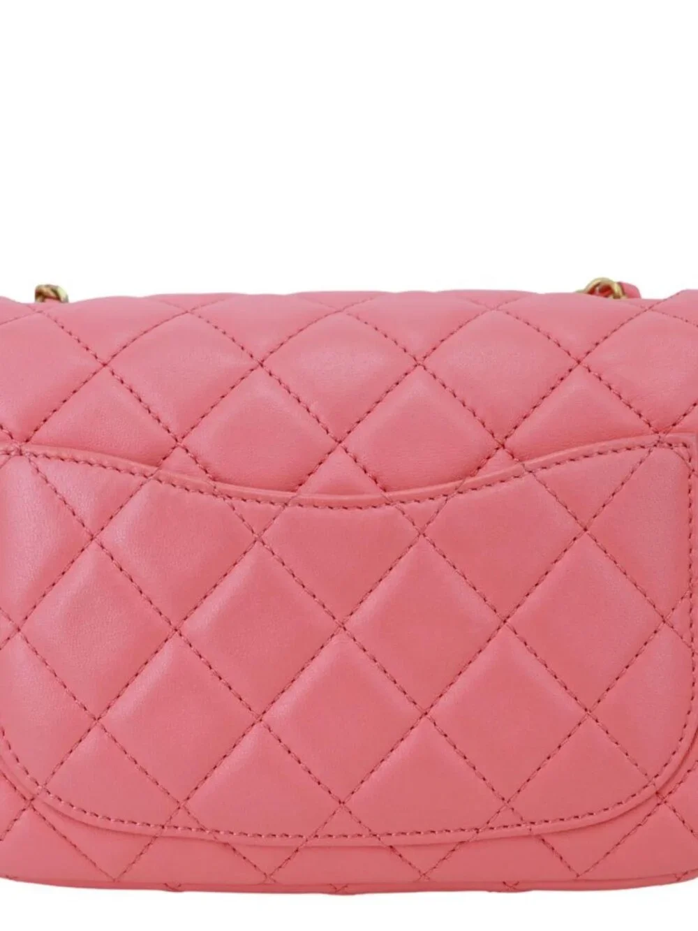 Chanel  Pearl Crush Square Flap Mini Quilted Lambskin Leather Shoulder Bag Pink